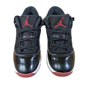 Nike Air Jordan 11 Retro Low "Bred" Black & Varsity Red Boys Youth Size 1Y Shoes